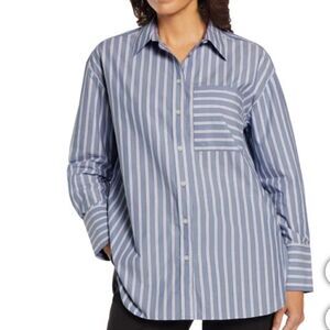 Banana Republic Ladies' Button Front Shirt Blue and white striped NWT